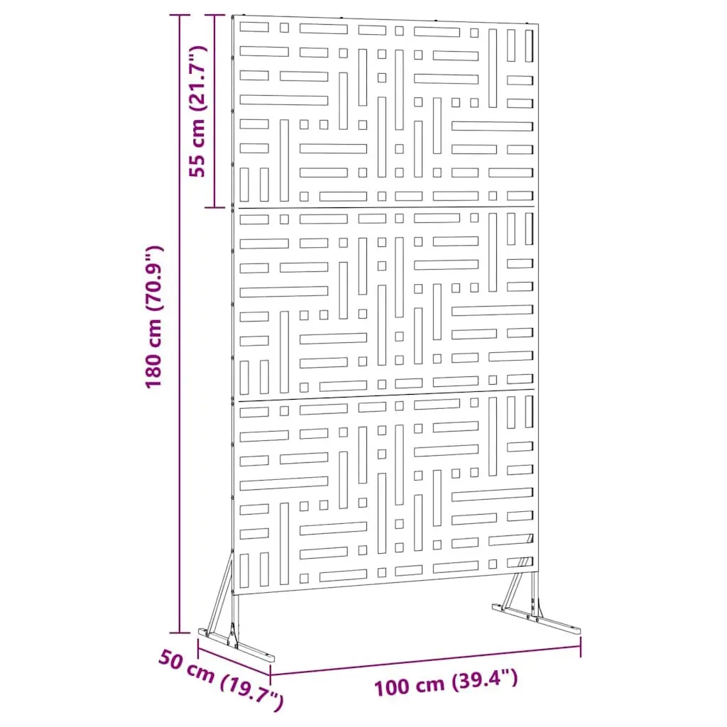 Garden Privacy Screen Steel Rectangle 100x50x180cm Black