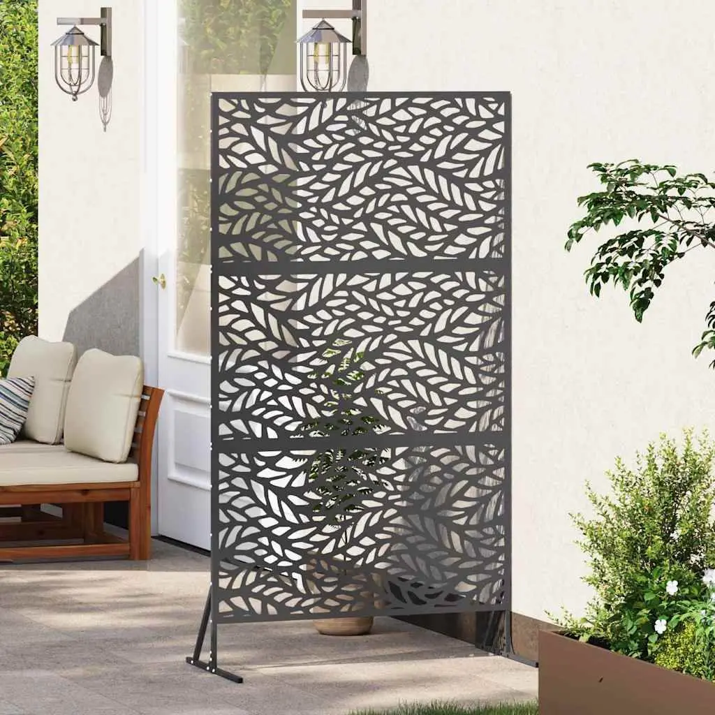 Garden Privacy Screen Steel 100 x 50 x 180 cm Black Outdoor Patio Barrier Panel