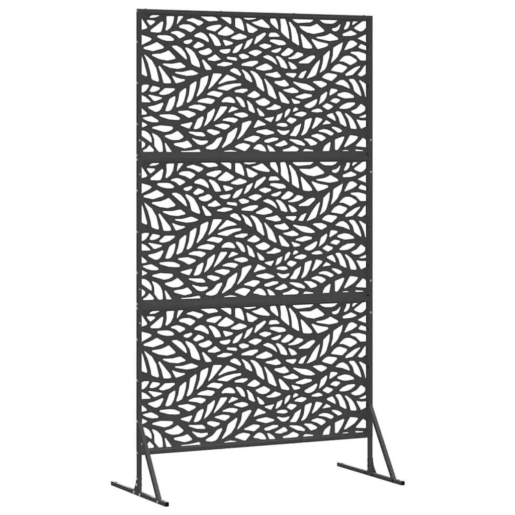 Garden Privacy Screen Steel 100 x 50 x 180 cm Black Outdoor Patio Barrier Panel