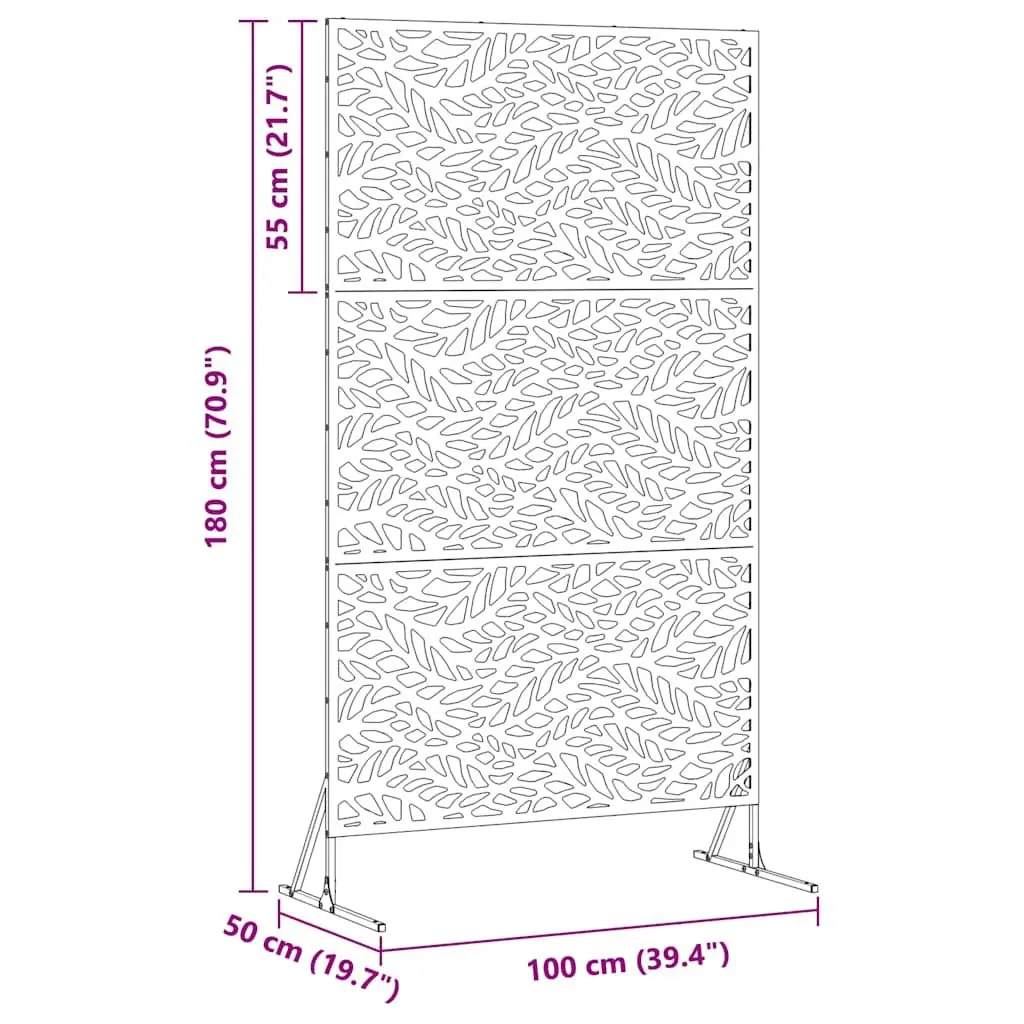 Garden Privacy Screen Steel 100 x 50 x 180 cm Black Outdoor Patio Barrier Panel