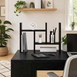 Versatile Desk Organiser in Black Oak for Any Office