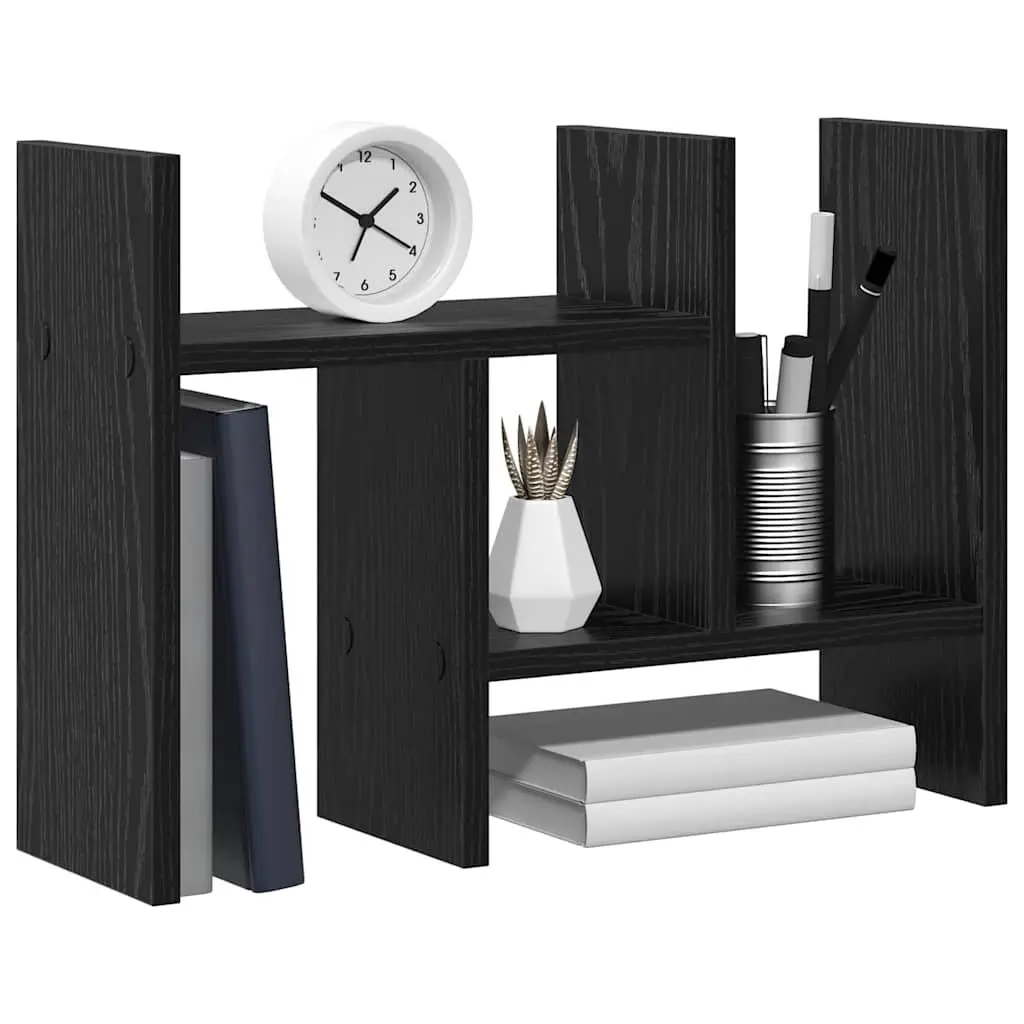 Desk Organiser Engineered Wood 50cm Black Oak Office Storage Filing Organisation