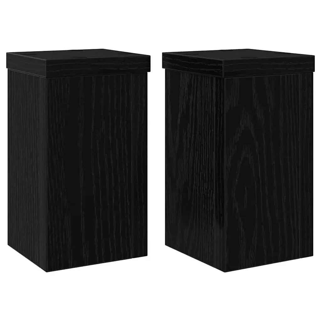 Plant Stand Set Modern Engineered Wood Black Indoor Outdoor Display 2 Piece
