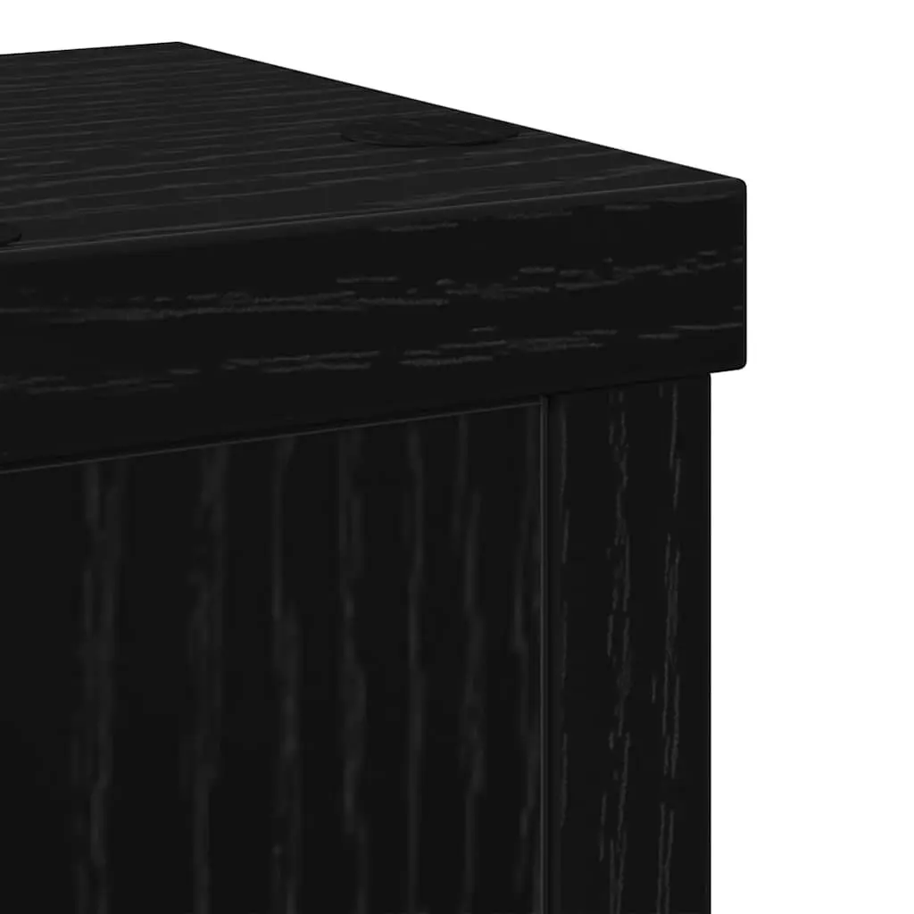 Plant Stand Set Modern Engineered Wood Black Indoor Outdoor Display 2 Piece