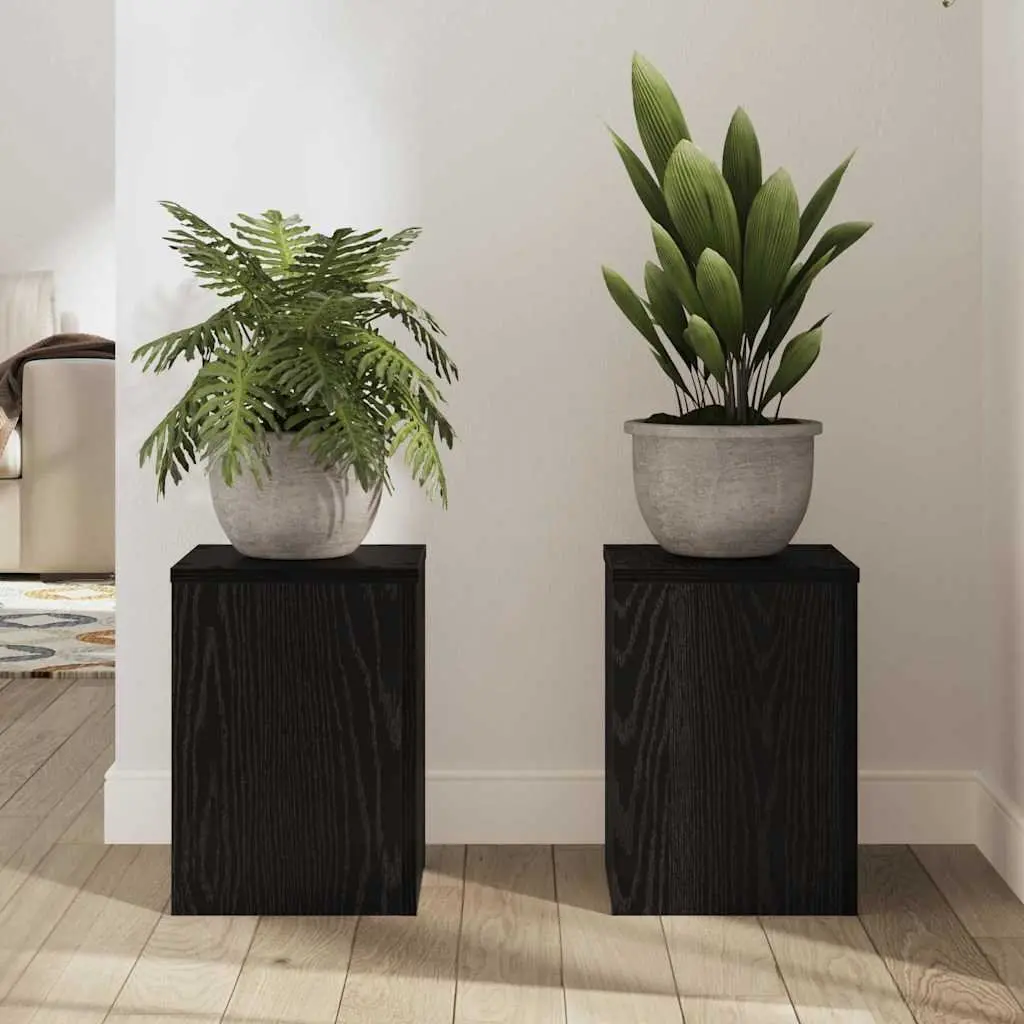 Plant Stand 2 pcs Black Oak 25 x 25 x 35 cm Indoor Outdoor Garden Display