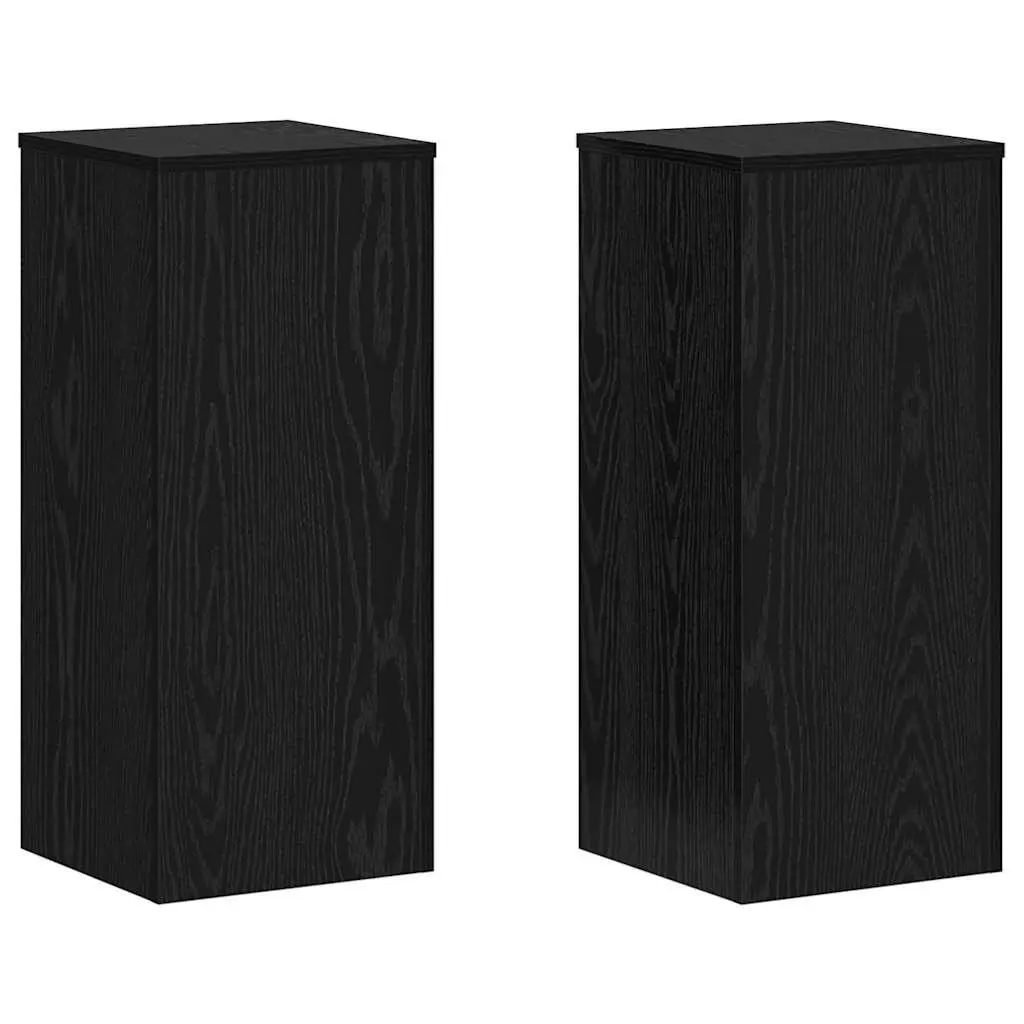 Plant Stand Set of 2 Engineered Wood Black Oak 30x30x70cm Indoor Outdoor Display