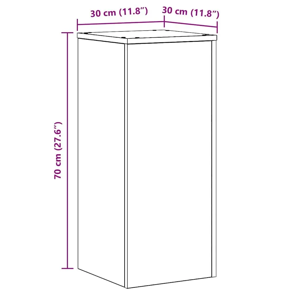 Plant Stand Set of 2 Engineered Wood Black Oak 30x30x70cm Indoor Outdoor Display