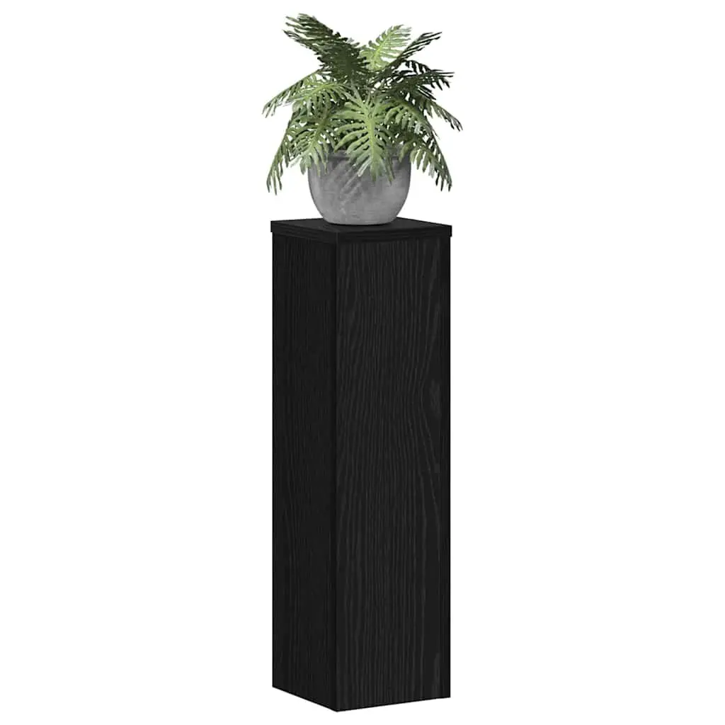 Plant Stand Engineered Wood 17x17x60cm Black 2 Pieces Modern Display Indoor Outdoor Garden Home