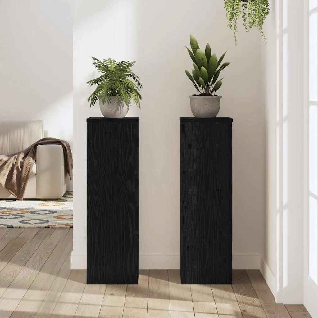 Plant Stand 2 pcs Black Oak 25 x 25 x 80 cm Indoor Outdoor Garden Display