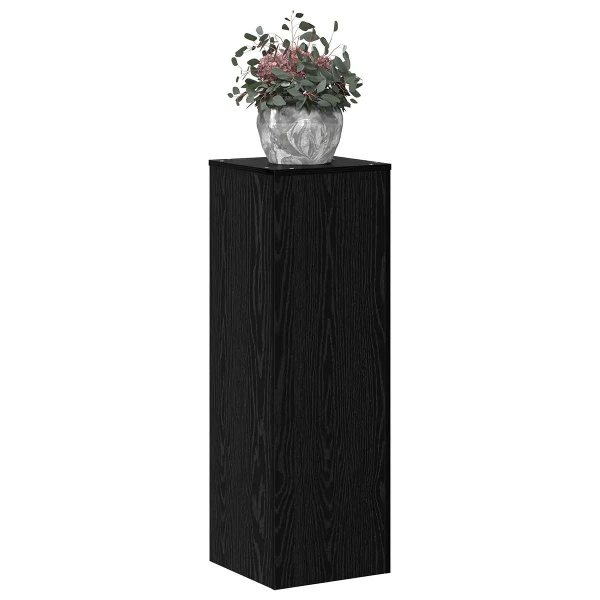 Plant Stand Engineered Wood 33x33x100cm Black Oak Modern Display Indoor Outdoor Garden Balcony