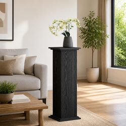 Practical Black Oak Plant Display Stand with Storage