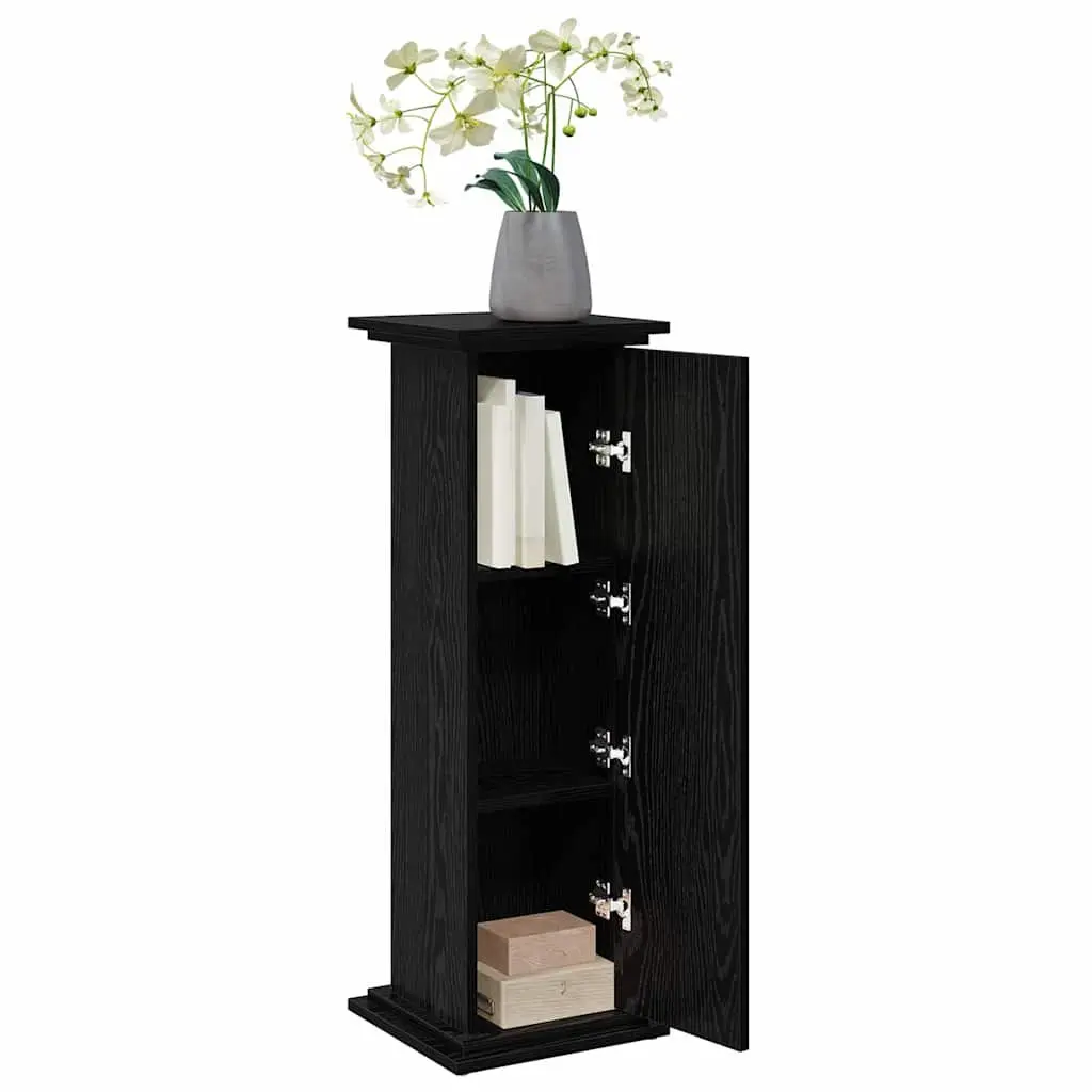 Black Oak Plant Display Stand with Storage