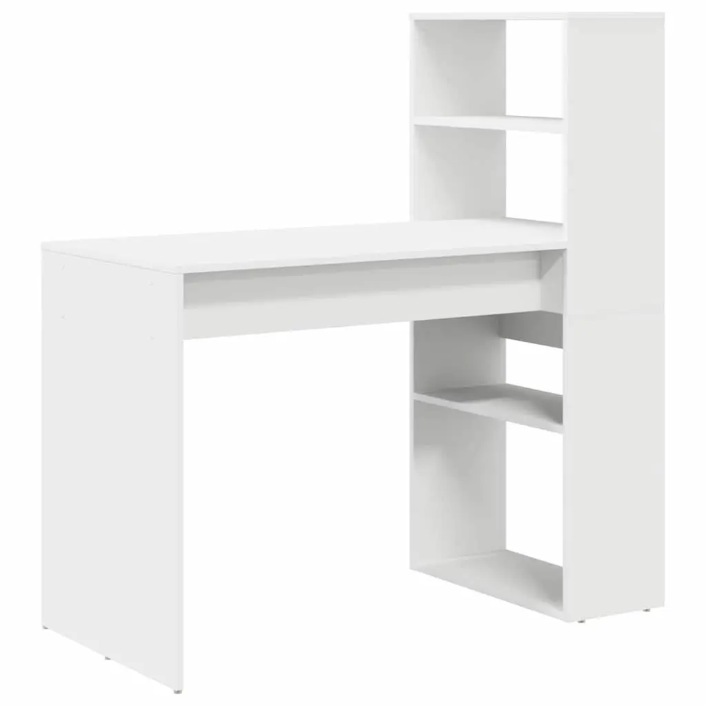 White Study Desk with Shelving 113x54x120cm