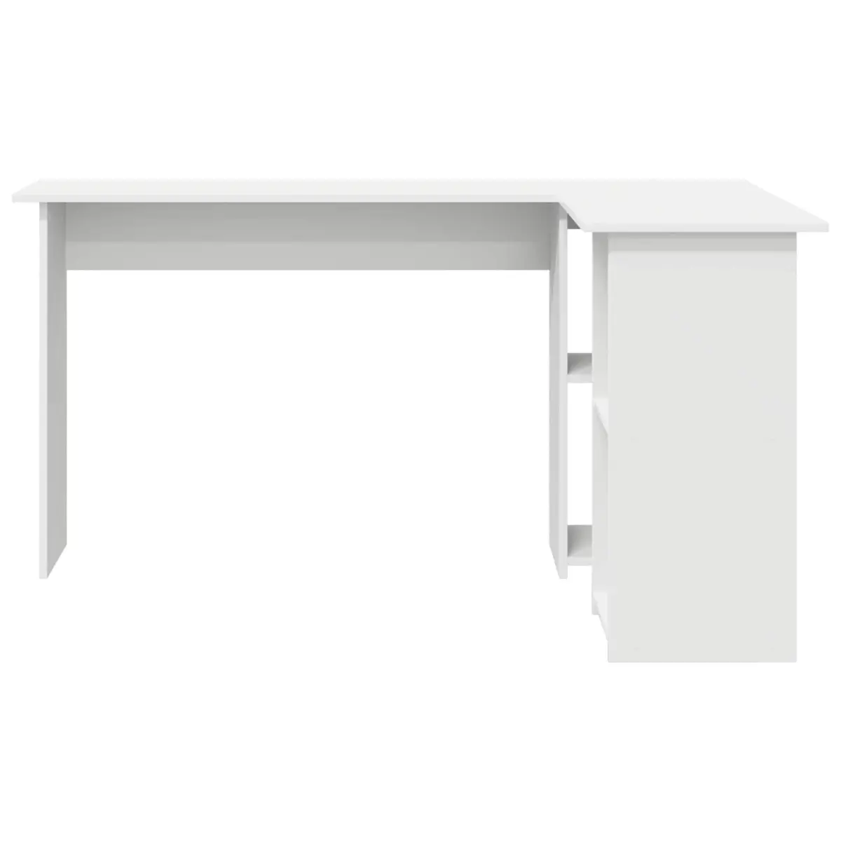 Corner Desk with Integrated Shelves Engineered Wood 142x102x73cm Matte White for Home Office Study Workspace