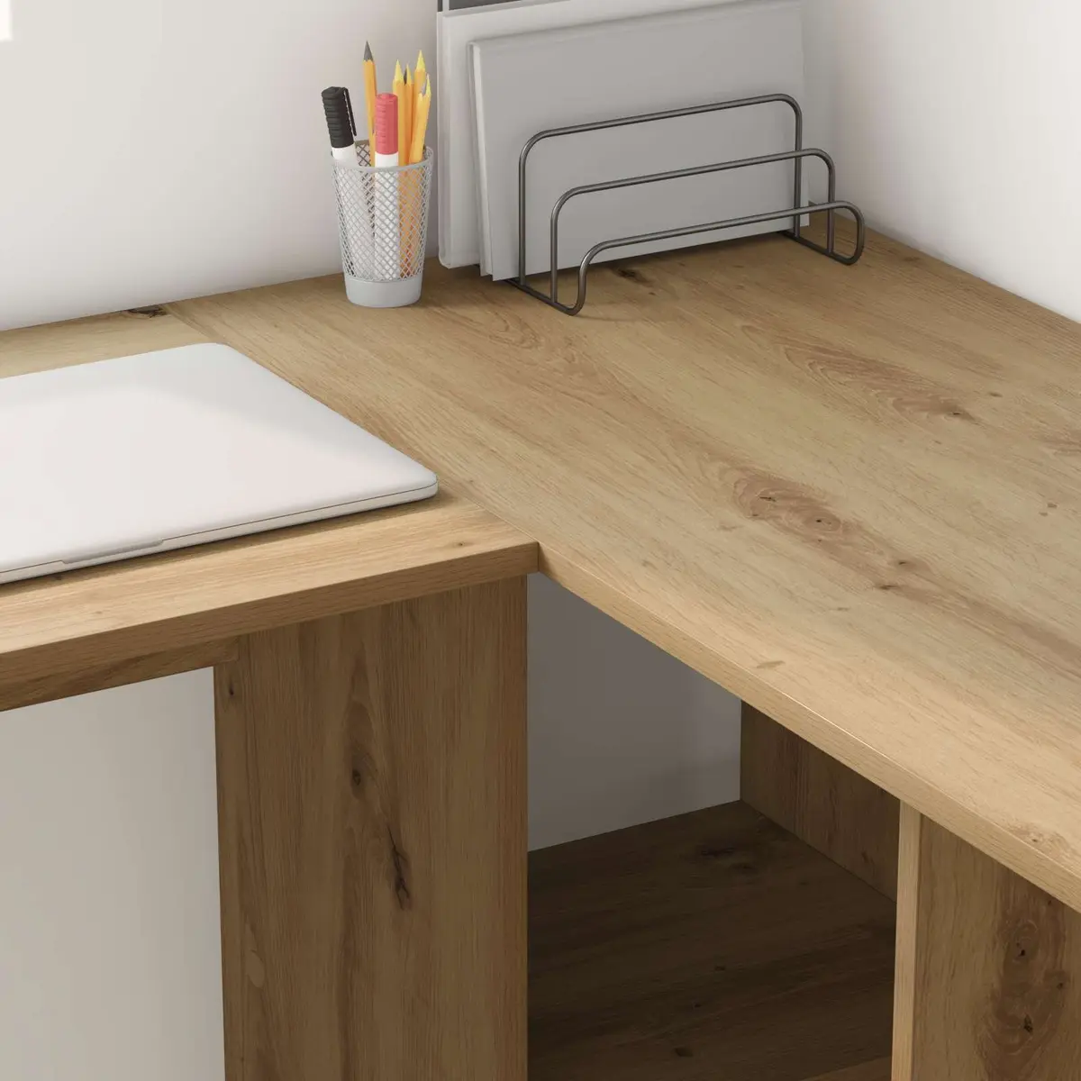 Corner Desk Engineered Wood Brown 142 x 102 x 73 cm