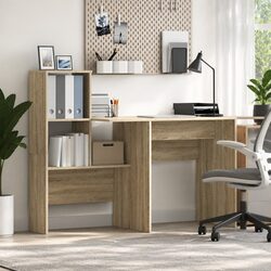 Functional Engineered Wood Desk with Storage for Home Use