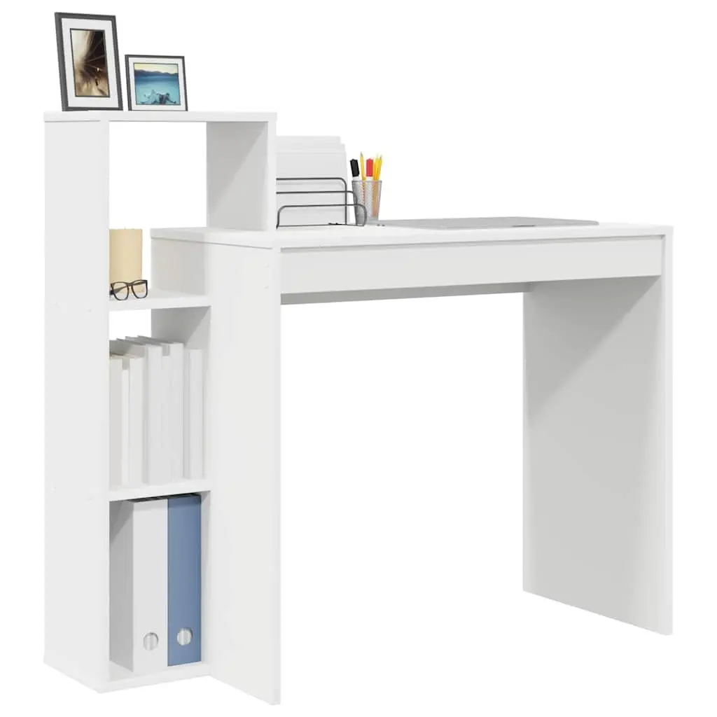 White Desk with Shelf for Home Office Setup