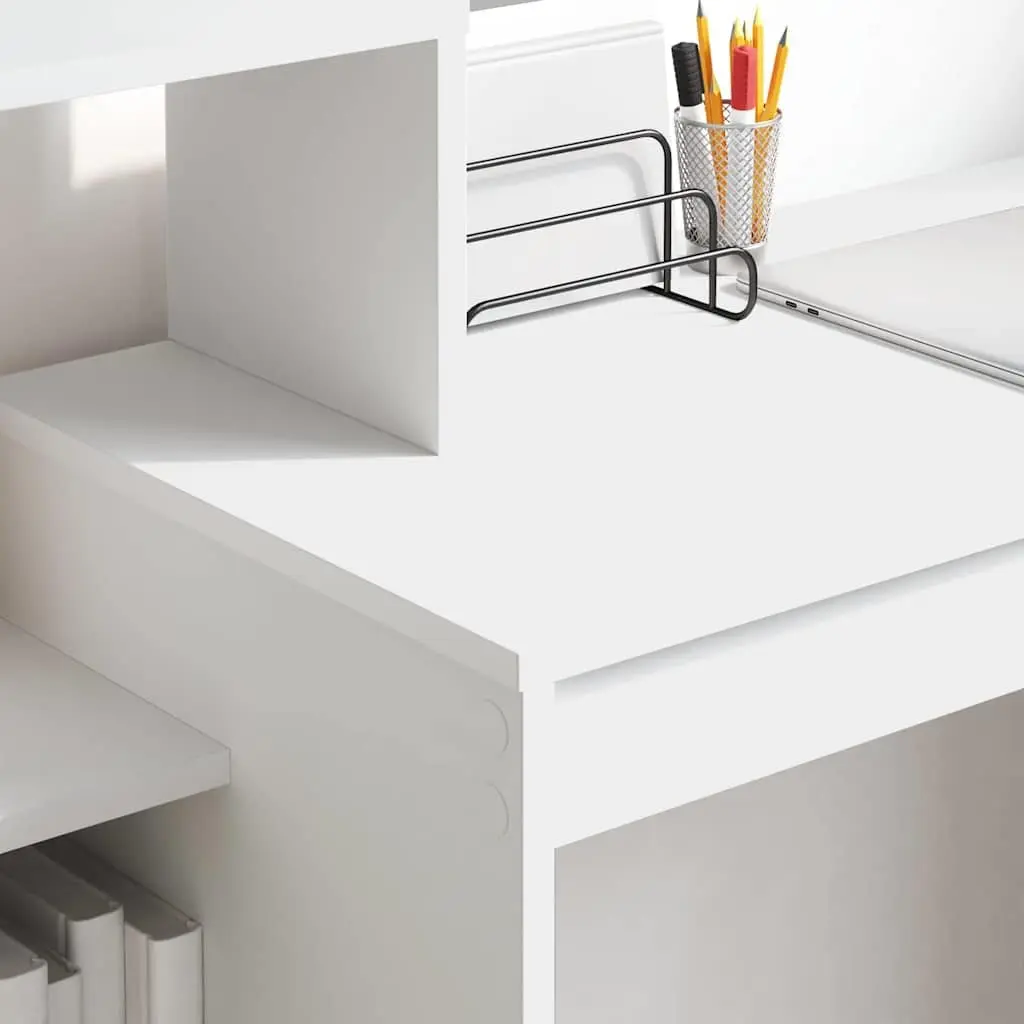 White Desk with Shelf for Home Office Setup