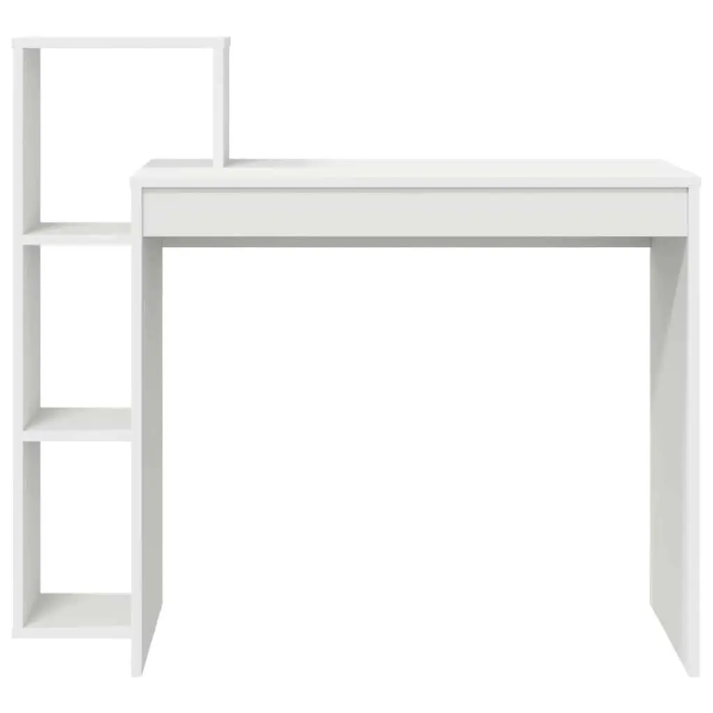 White Desk with Shelf for Home Office Setup