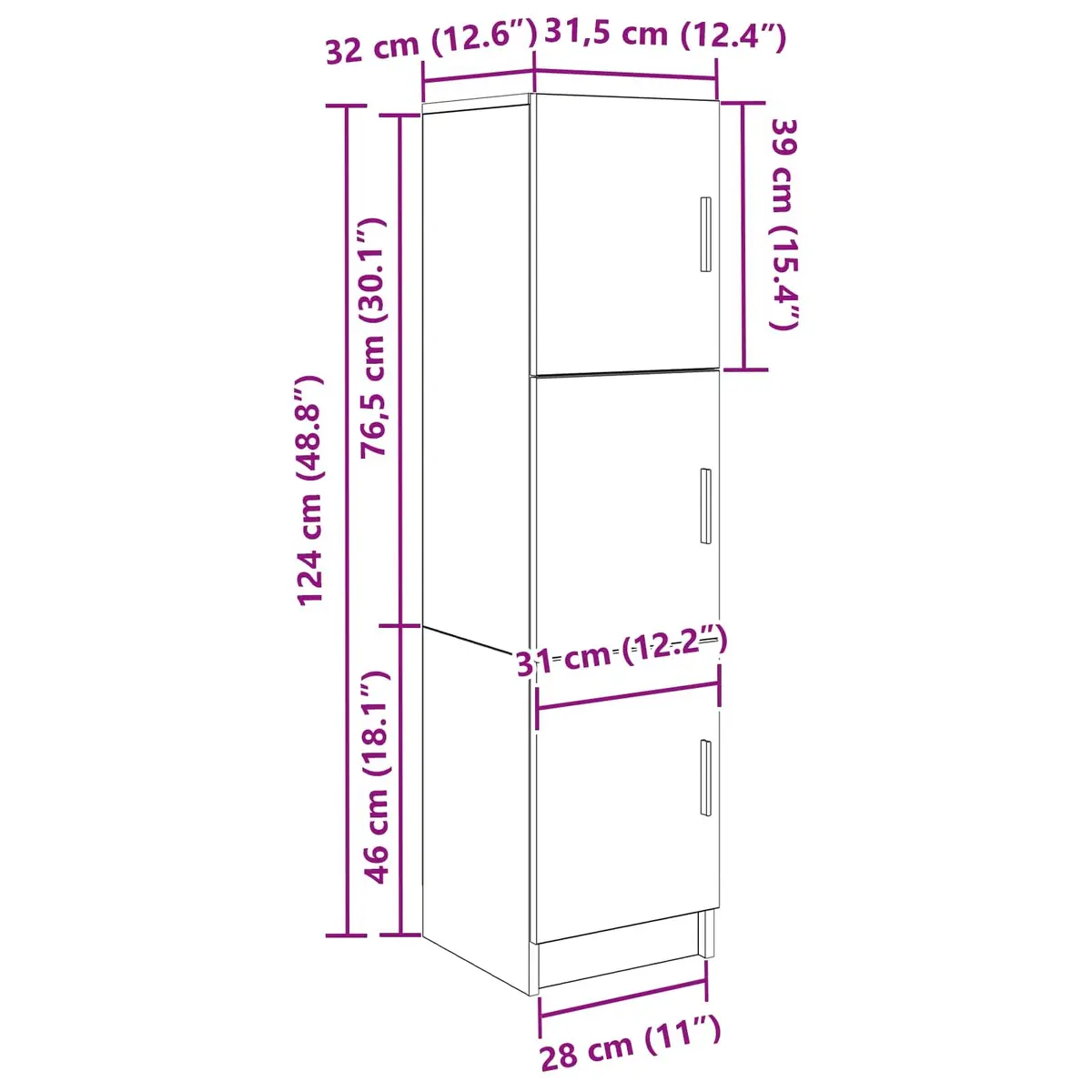 White Highboard Storage Cabinet Modern Living Room Dining Sideboard Buffet