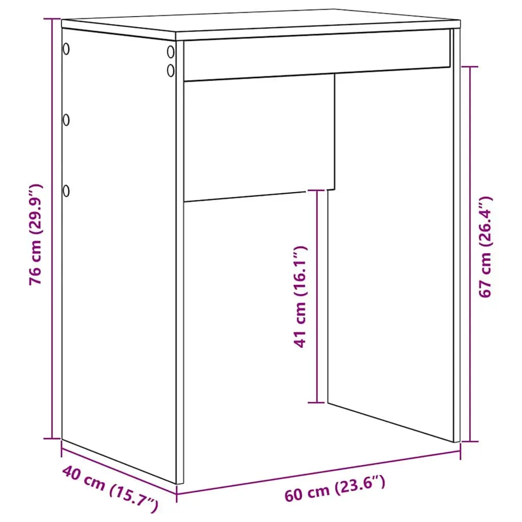 Writing Desk Engineered Wood Compact White 60 x 40 x 76 cm