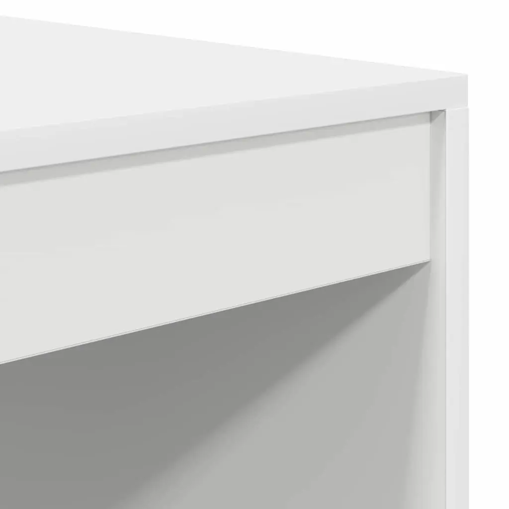 White Writing Desk Compact Home Office Study Table Engineered Wood Modern