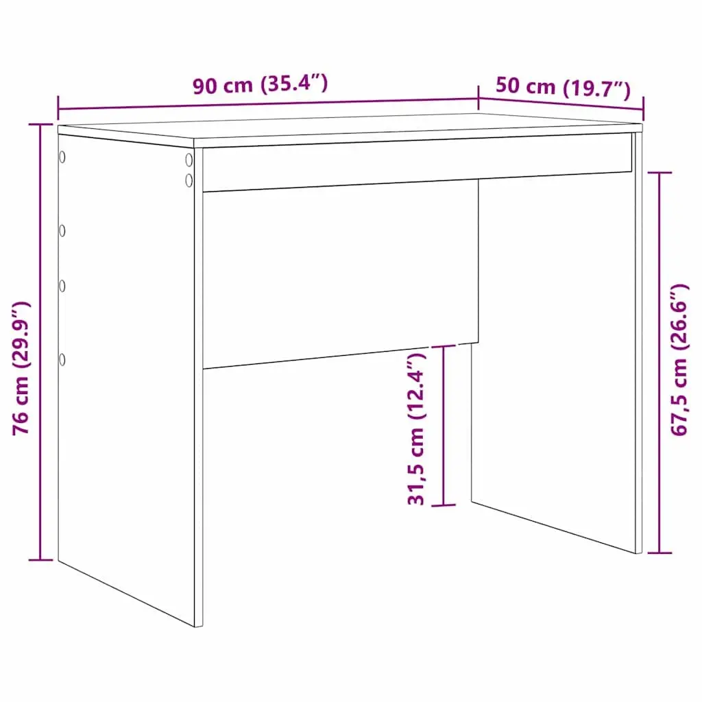 Writing Desk Engineered Wood Compact 90 x 50 x 76 cm White