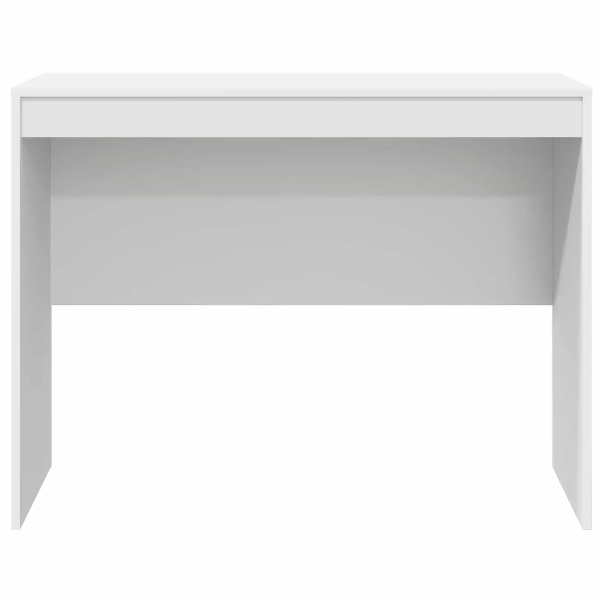 White Writing Desk Compact Office Home Study Engineered Wood Modern Minimalist