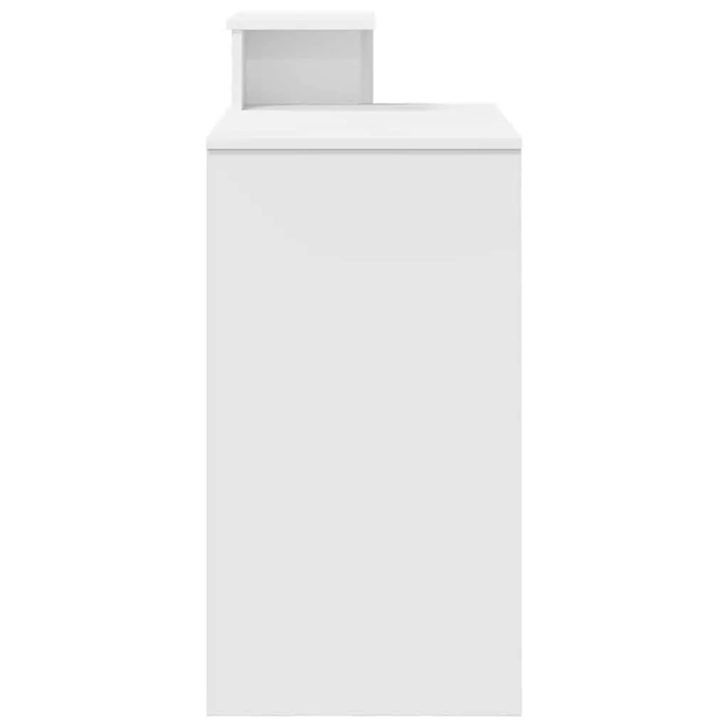 White Desk with Drawer Engineered Wood Rectangular Computer Workstation Storage