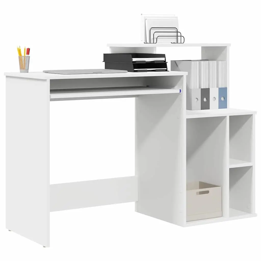 Desk Engineered Wood Rectangular White Modern Home Office Workspace Storage