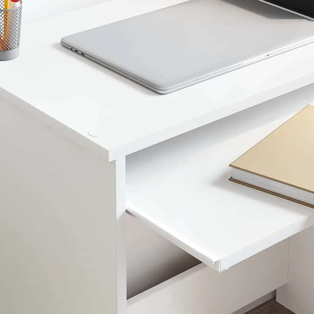Desk Engineered Wood Rectangular White Modern Home Office Workspace Storage