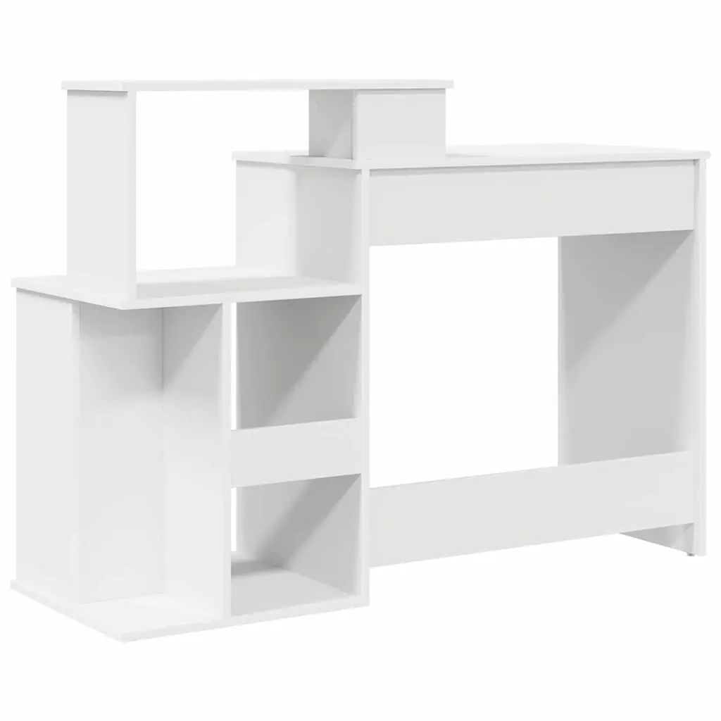Desk Engineered Wood Rectangular White Modern Home Office Workspace Storage