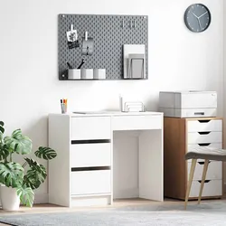 White Computer Desk with Drawer Storage Home Office Workspace 90 x 37.5 x 75 cm