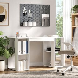 Practical White Desk with Shelf for Your Home Office 130 x 50.5 x 75 cm