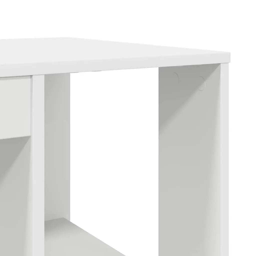 White Desk with Shelves Engineered Wood 130 x 50.5 x 75 cm Workspace Storage Home Office