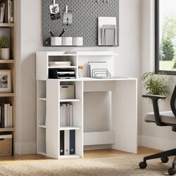Versatile White Desk with Shelf for Home Offices 90 x 48 x 101.5 cm