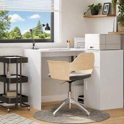 Functional White Office Desk with Storage for Home 102x50x75cm