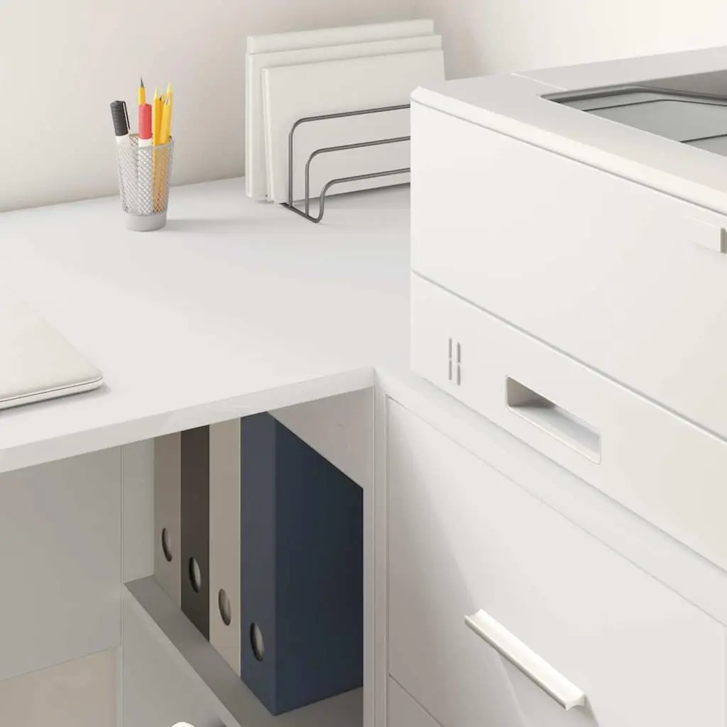 Office Desk Engineered Wood 102x50x75cm White with Shelves