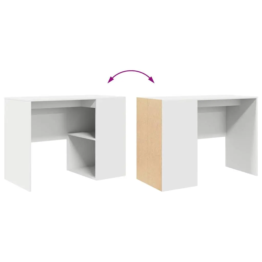 Office Desk Engineered Wood 102x50x75cm White with Shelves