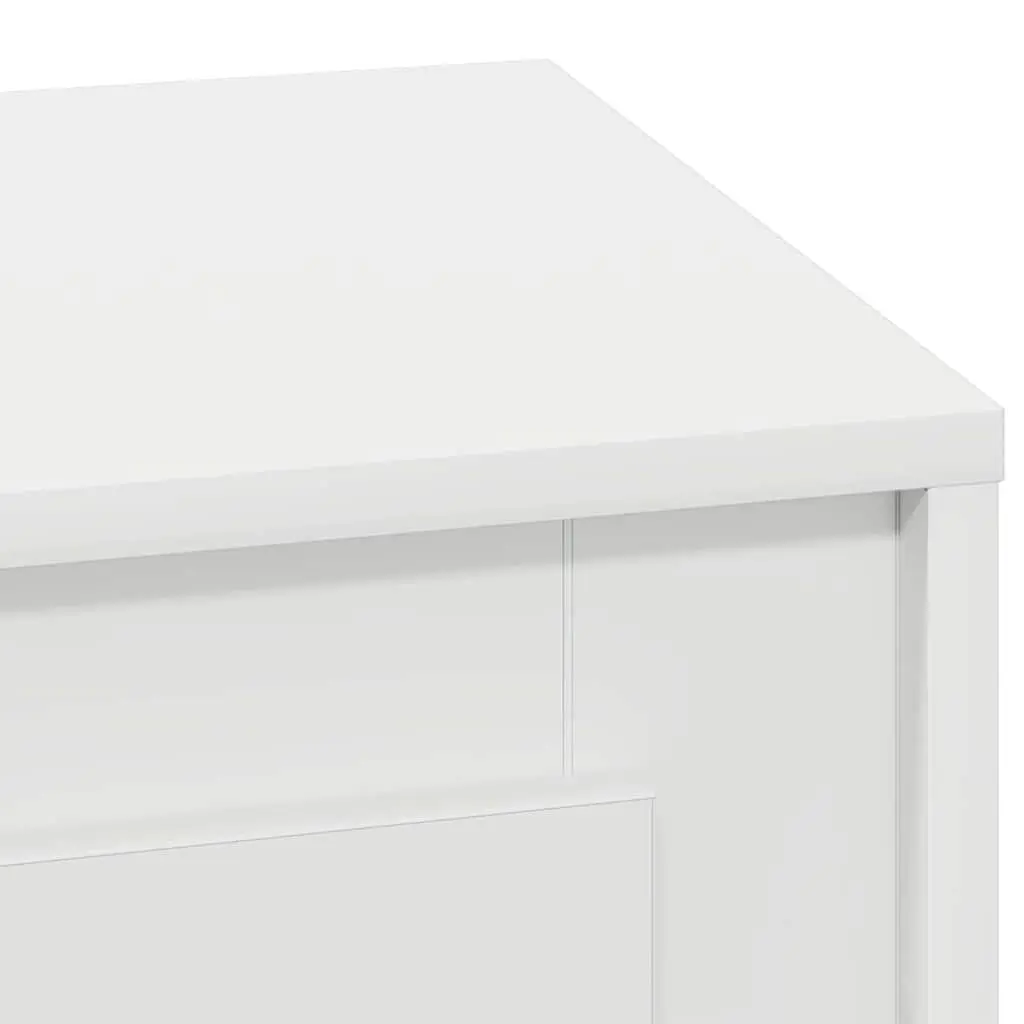 Bedside Table Engineered Wood Compact White Rustic Nightstand with LED Strip Lighting and USB Charging Port
