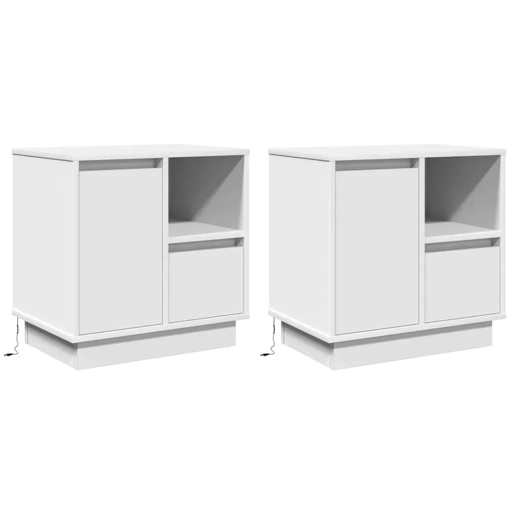 Bedside Cabinet Engineered Wood 50 x 34.5 x 50 cm White Modern Storage 2 pcs