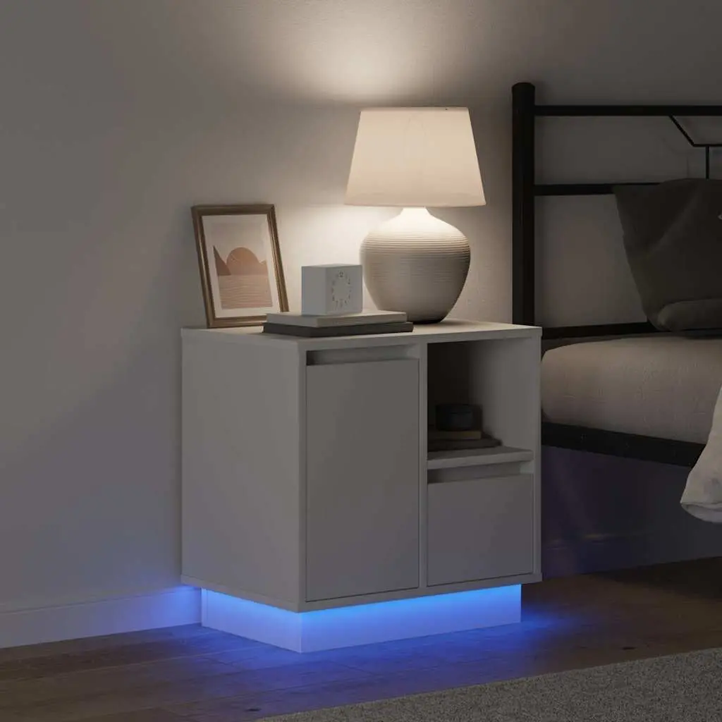 Bedside Cabinet Engineered Wood 50 x 34.5 x 50 cm White Modern Storage 2 pcs