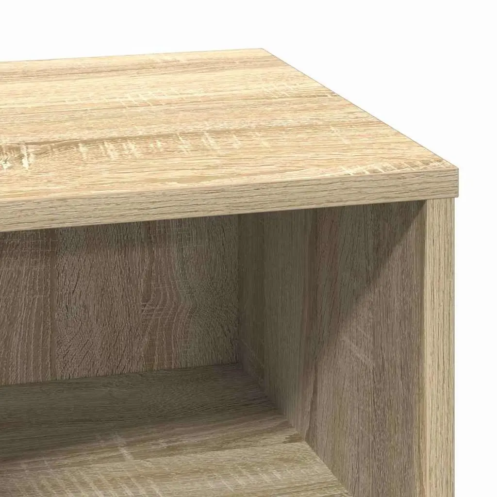 Bedside Cabinet Engineered Wood 50x34.5x50cm Beige with Drawer USB Powered LED Lights and Hinge Door Cupboard 2 Piece