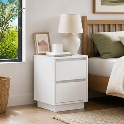 Bedside Cabinet 2 pcs White 39 x 34.5 x 50 cm USB Charging LED Lights Bedroom