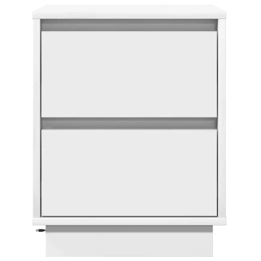 White Bedside Cabinet Duo with USB and LED Lights