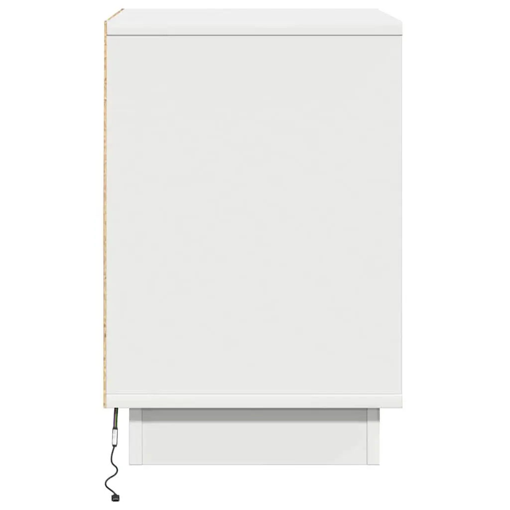 White Bedside Cabinet Duo with USB and LED Lights