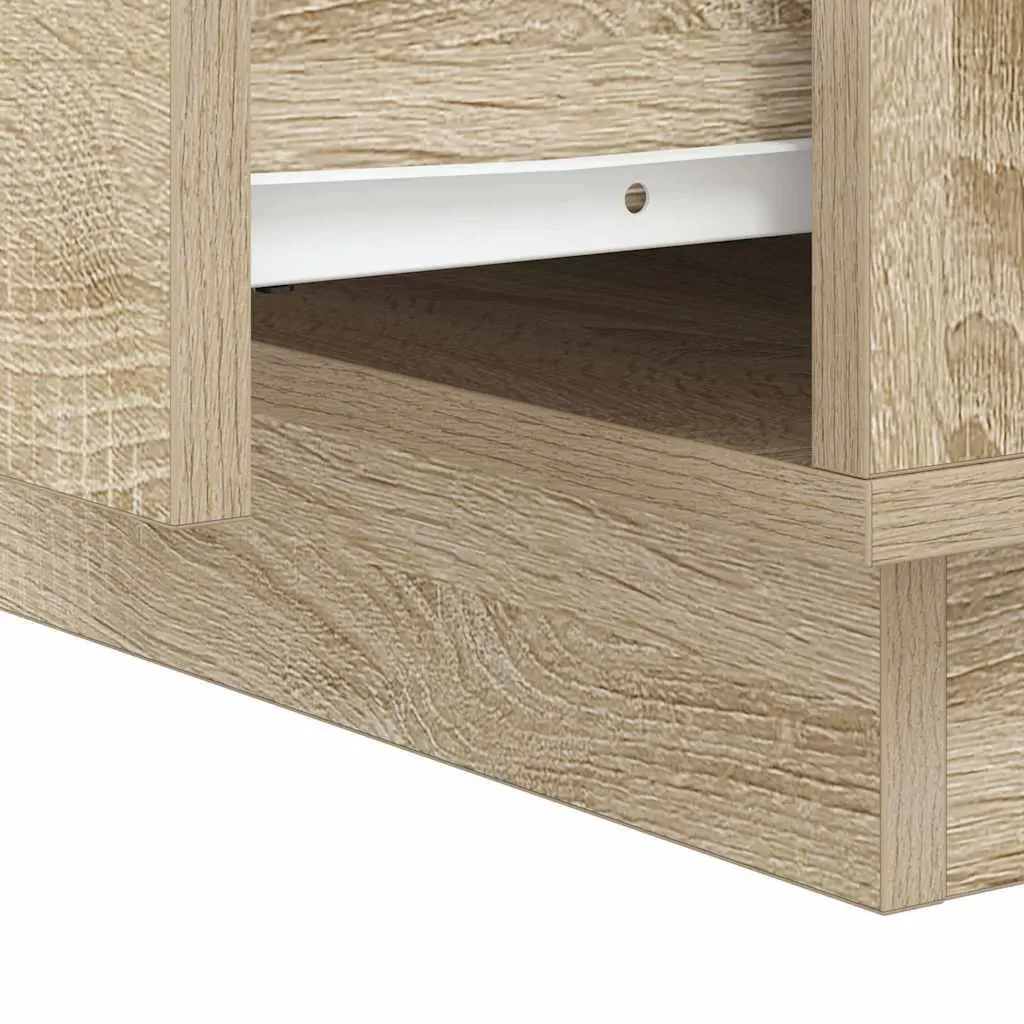 Bedside Cabinet Engineered Wood Compact Sonoma Oak 2 Piece with LED String Lights