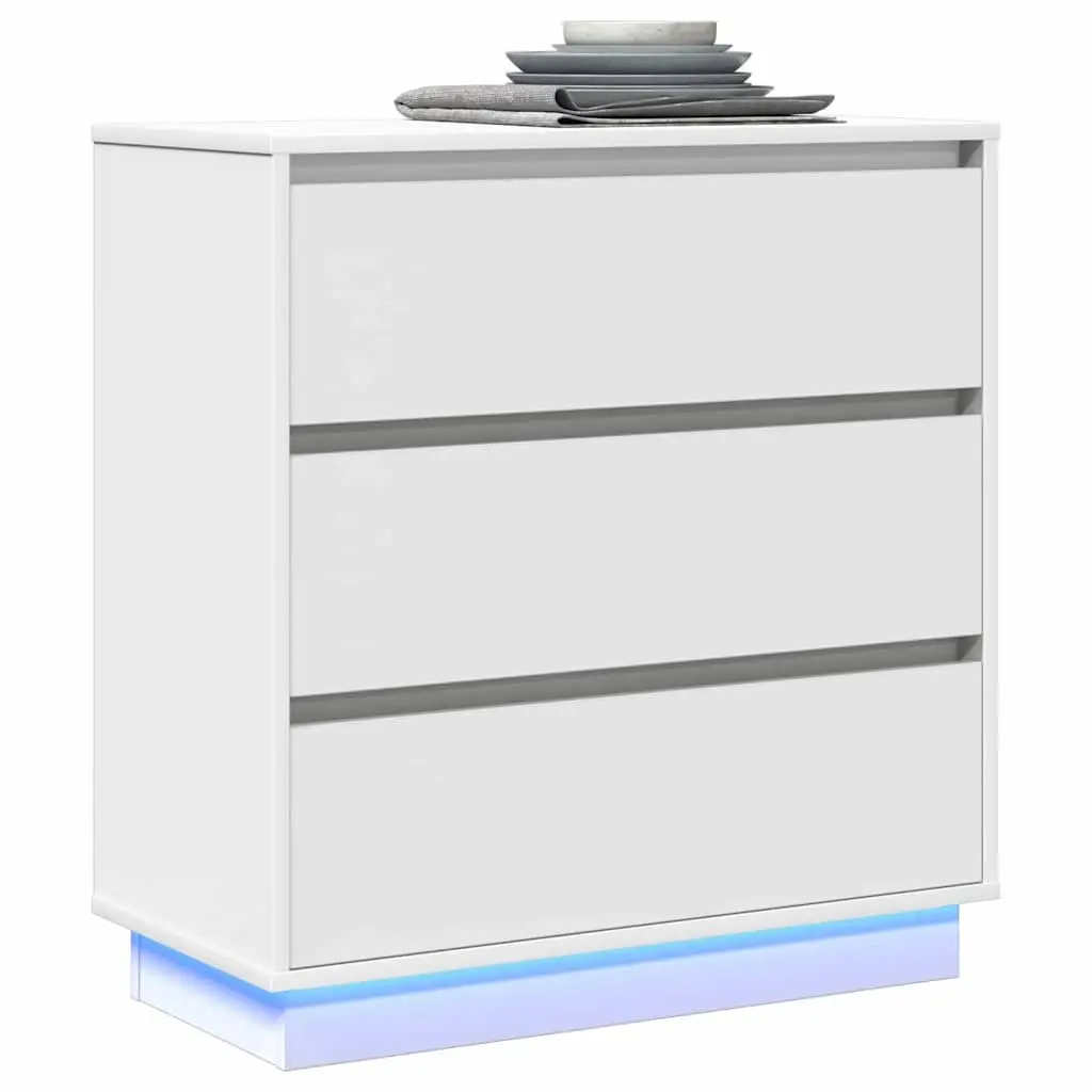 Bedside Cabinet Engineered Wood 71cm White Compact Nightstand