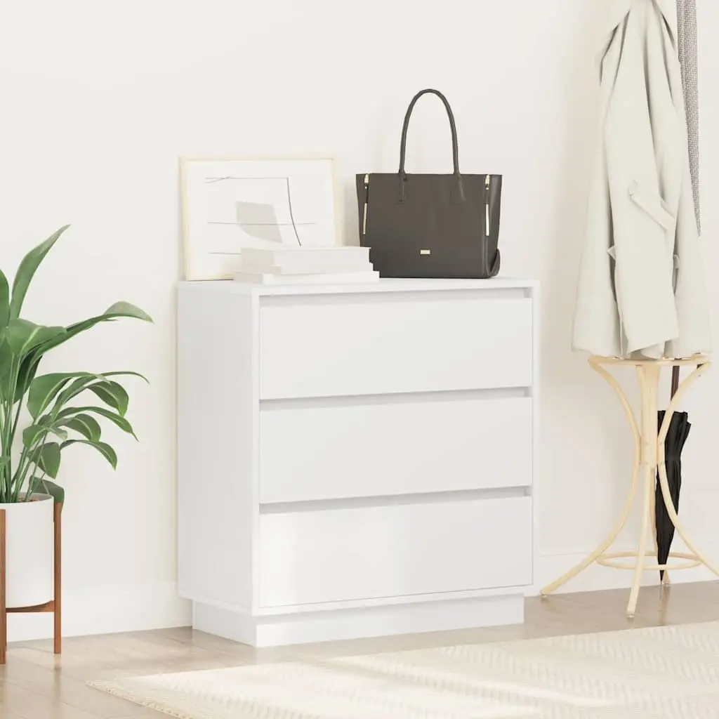 Bedside Cabinet Engineered Wood 71cm White Compact Nightstand