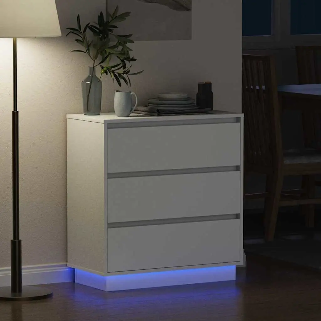 Bedside Cabinet Engineered Wood 71cm White Compact Nightstand